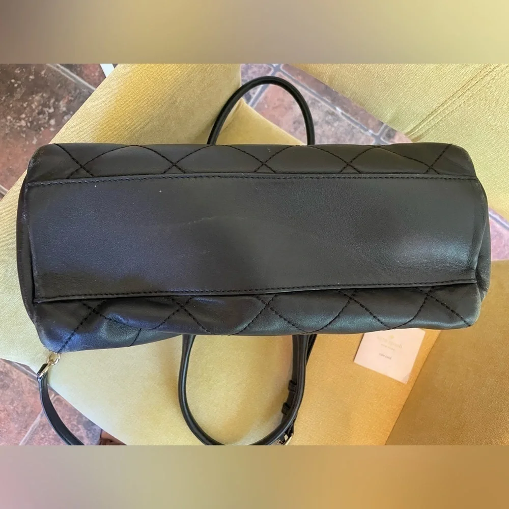 Kate Spade Emerson Place Olivera Quilted Satchel Black and Gold